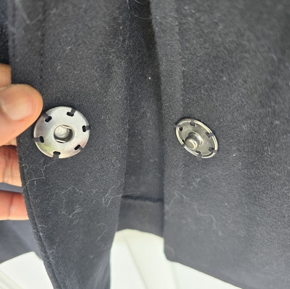 $157 Guess Wool Blend Long Jacket Women Medium Snap Buttons Black Pocket New - Picture 10 of 14